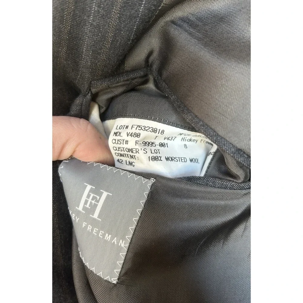Hickey‎ Freeman 42L 38x33 Gray Multi-Stripe Mens 100% Worsted Wool Luxury Suit